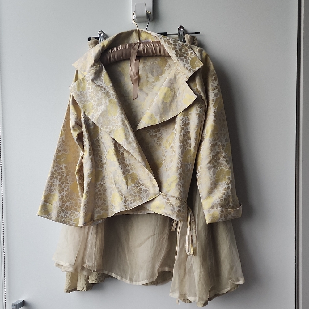 Oakwood Two Piece Floral Print Jacket and Lightweight A Line Wrap Skirt Set